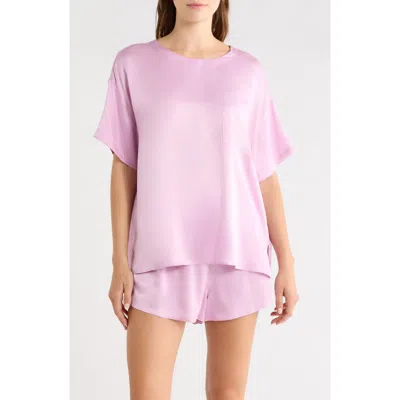 Lunya Washable Silk Tee Short Pajamas In Pink