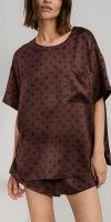 Lunya Washable Silk Tee Short Set Chocolate Ellipsis In Brown
