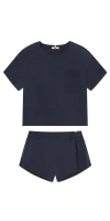 Lunya Washable Silk Tee Short Set Deep Blue
