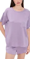 Lunya Washable Silk Tee Short Set Dormant Orchid