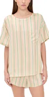 Lunya Washable Silk Tee Short Set Pampas Stripe In Neutral