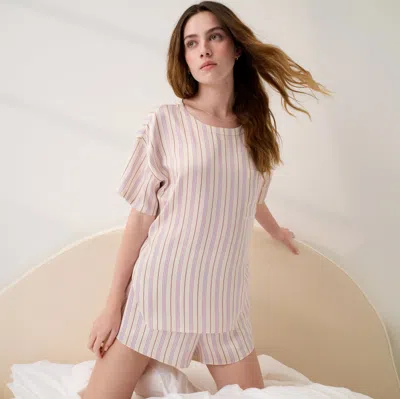 Lunya Washable Silk Tee Short Set In Pink