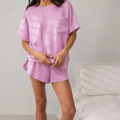 Lunya Washable Silk Tee Short Set In Purple