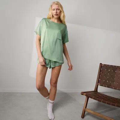 Lunya Washable Silk Tee Short Set In Whist Jade