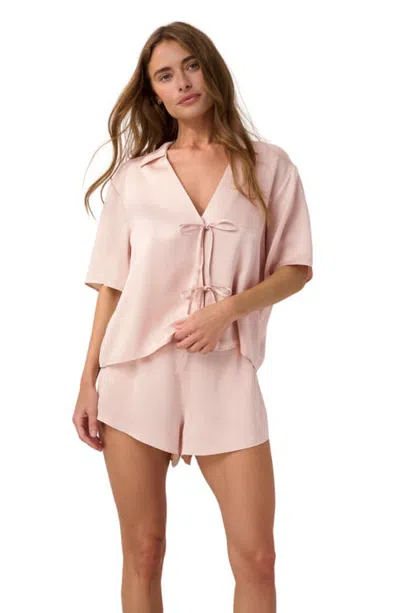 Lunya Washable Silk Tie Front Short In Pink