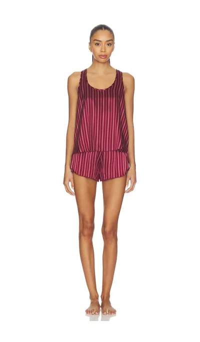 Lunya Washable Silk Tulip Back Set In Burgundy