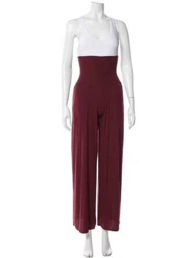Pre-owned Lunya Wide Leg Pants In Burgundy
