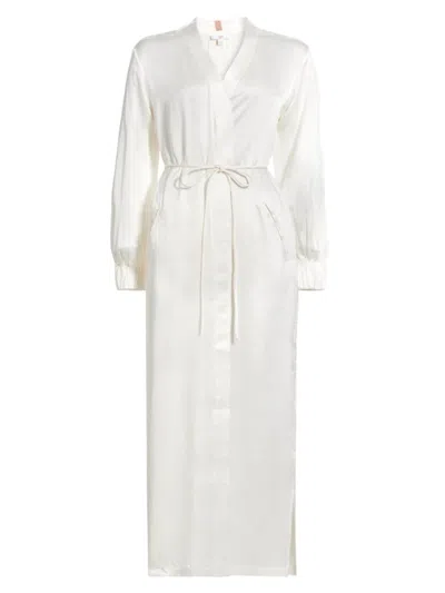 Lunya Women's Silk Long Dressing Gown In Tranquil White