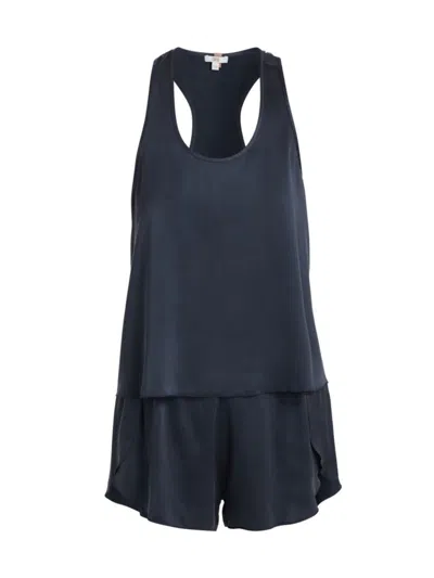 Lunya Women's Silk Tulip-back Pajama Set In Deep Blue