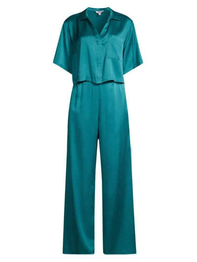 Lunya Women's Washable Silk High-rise Pants 2-piece Pajama Set In Slope Teal