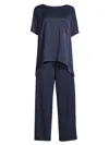 Lunya Silk Tee Pant Set In Blue