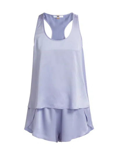 Lunya Women's Washable Silk Tulip-back Pajama Set In Blue