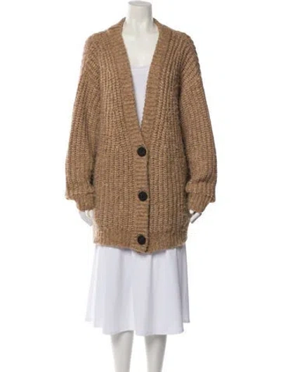 Pre-owned Lunya Wool V-neck Sweater In Brown