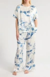 Lunya X Grace Dines Washable Silk Tee Shirt Pj Set Whispered Bloom Large In Whispered Bloom Large