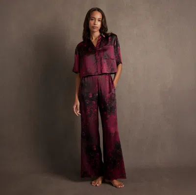 Lunya X Rosandich Washable Silk High Rise Pant Set In Burgundy