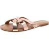 Luoika Womens Faux Leather Slip On Slide Sandals In Gold