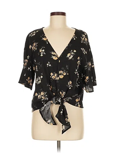 Pre-owned Luq 3/4 Sleeve Blouse In Black