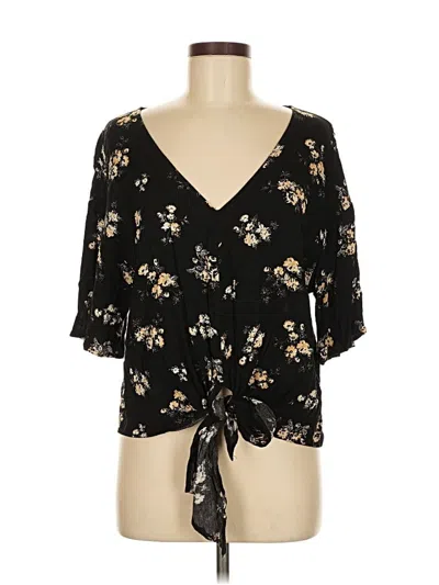 Pre-owned Luq 3/4 Sleeve Blouse In Black