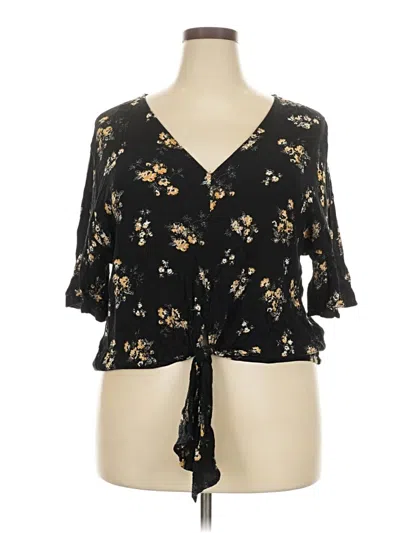 Pre-owned Luq 3/4 Sleeve Blouse In Black