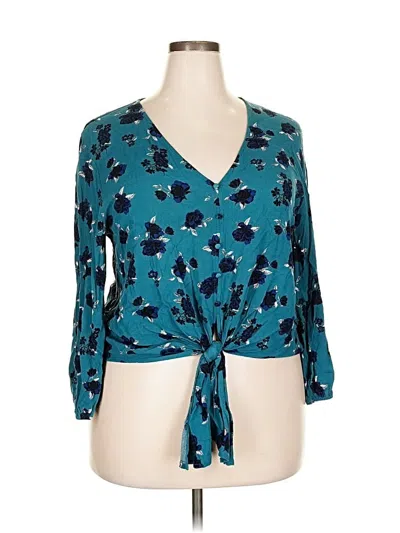 Pre-owned Luq 3/4 Sleeve Blouse In Blue