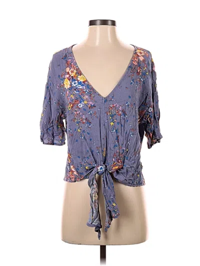 Pre-owned Luq 3/4 Sleeve Blouse In Blue