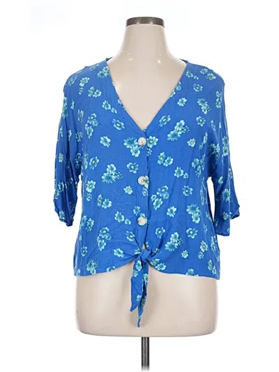 Pre-owned Luq 3/4 Sleeve Blouse In Blue