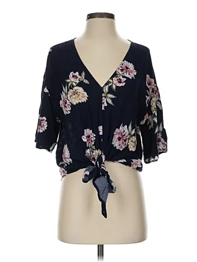 Pre-owned Luq 3/4 Sleeve Blouse In Blue