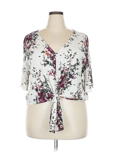 Pre-owned Luq 3/4 Sleeve Blouse In White