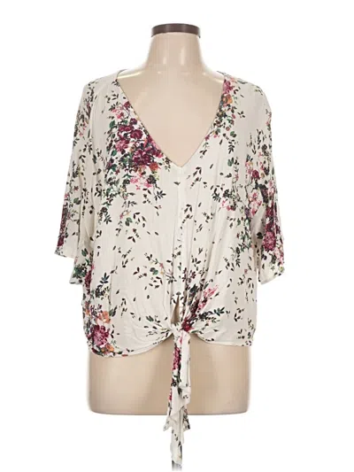 Pre-owned Luq 3/4 Sleeve Blouse In White