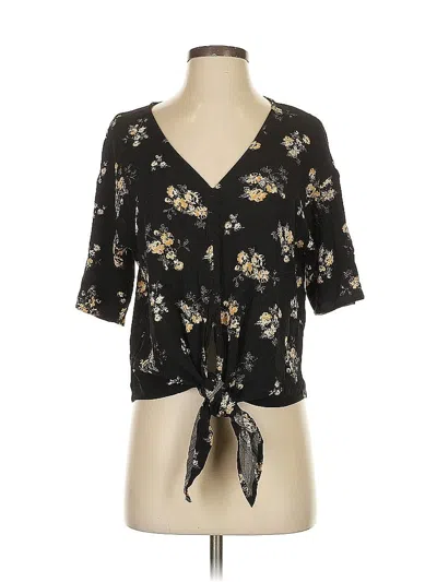 Pre-owned Luq Short Sleeve Blouse In Black