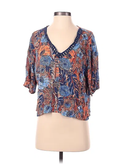 Pre-owned Luq Short Sleeve Blouse In Blue