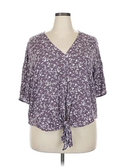 Pre-owned Luq Short Sleeve Blouse In Purple