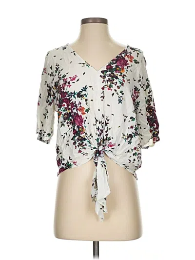 Pre-owned Luq Short Sleeve Blouse In White