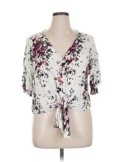 Pre-owned Luq Short Sleeve Blouse In White