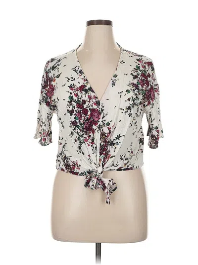 Pre-owned Luq Short Sleeve Blouse In White