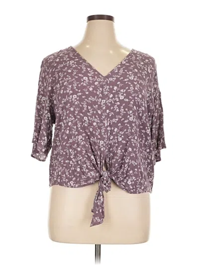 Pre-owned Luq Short Sleeve Top Purple V Neck Tops