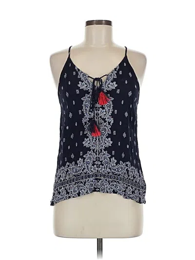 Pre-owned Luq Tank Top Blue Halter Neckline Tops