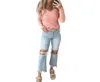 Lure Boutique Hold Tight Ribbed Long Sleeve Top In Coral