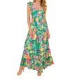 Lure Boutique Summer Floral Print Ruffle Sleeveless Tiered Maxi Dress In Green