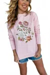Lure Boutique Summer Love Floral Sweatshirt In Pink