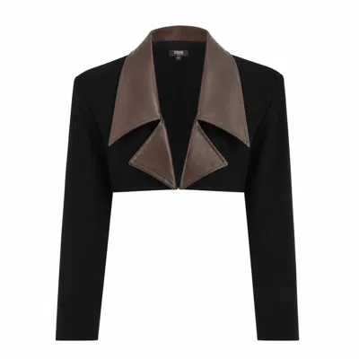 Luroq London Women's Black / Brown Cropped Frame Blazer
