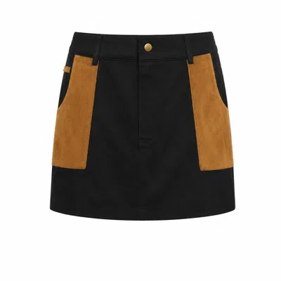Luroq London Women's Black / Brown Panel Mini Skirt In Multi