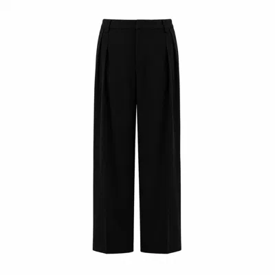 Luroq London Women's Black Double Pleat Suit Trousers In Multi