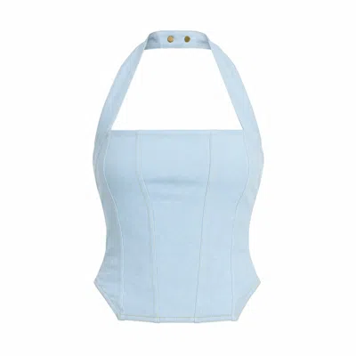 Luroq London Women's Blue Structured Halter Top
