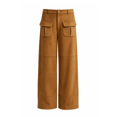 Luroq London Women's Brown Panelled Suede Trousers