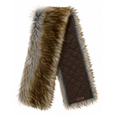 Luroq London Women's Brown Quilted Faux Fur Scarf