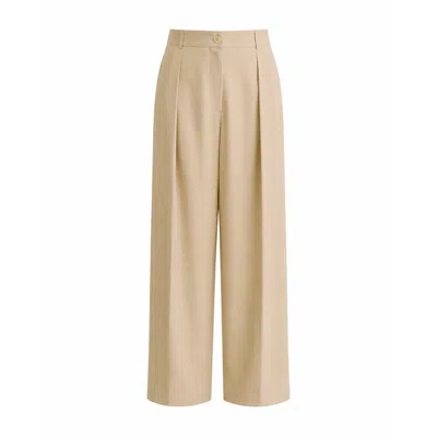 Luroq London Women's Neutrals Wide Pleat Suit Trousers