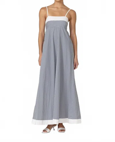 Lusana Adriana Maxi Poplin Dress In Denim Stripe In Gray
