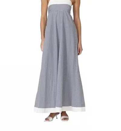 Lusana Adrianna Maxi Dress In Denim Stripe In Blue