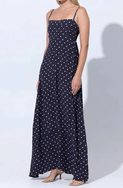 Lusana Alison Maxi Dress In Polka Dot Spot In Black